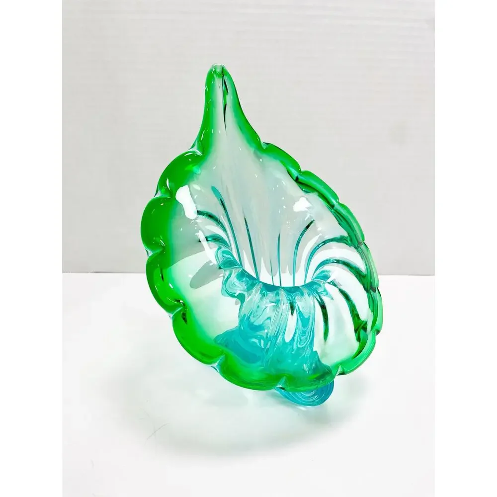 Murano Italian Blown Blue Green Turquoise Glass 